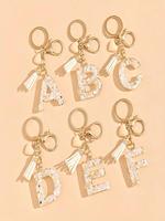Fashion Alphabet Design Resin Keychain, Cute Tassel Decor Keychain for Women & Men, Trendy All-match & Exquisite Charm Bag Ca...