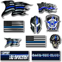 Small Mega Variety Pack of Thin Blue Line Skull Police Officer Blue Lives Matter American Flag Vinyl Decal Sticker Car Truck ...