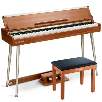 Donner DDP-80 PLUS Digital Piano with Semi-open Cover - Piano+Wooden Bench