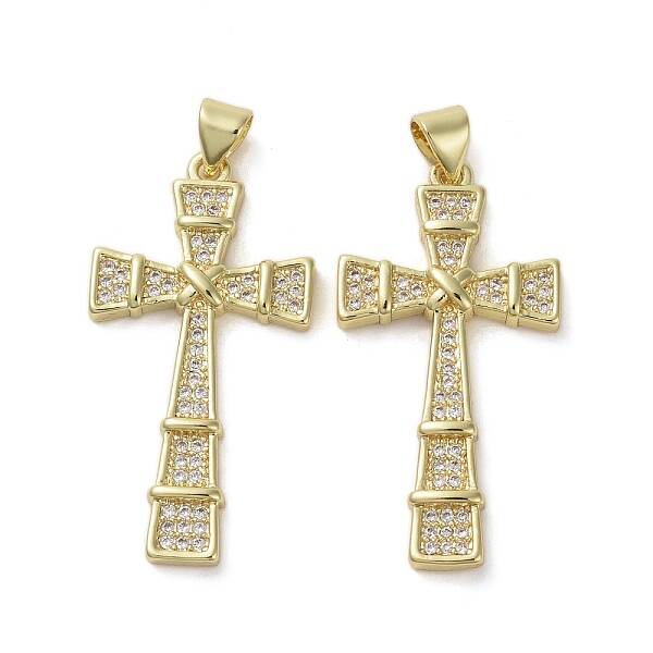 Brass Micro Pave Clear Cubic Zirconia Pendants
