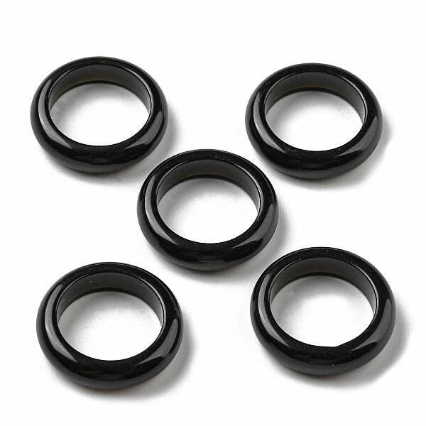 Natural Obsidian Plain Band Ring for Women