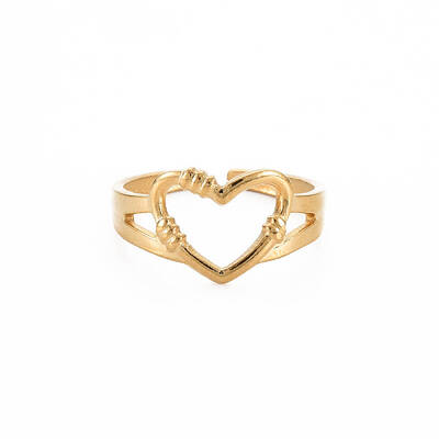 Ion Plating(IP) 304 Stainless Steel Open Heart Cuff Ring for Women