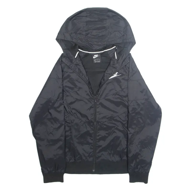 NIKE Mens Rain Jacket Black Nylon Hooded XL