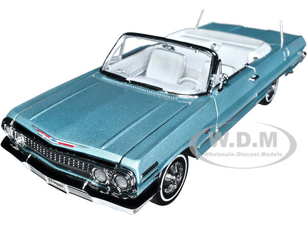 1963 Chevrolet Impala Convertible Light Blue Metallic with White Interior \