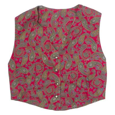 Womens Blazer Waistcoat Red Paisley S