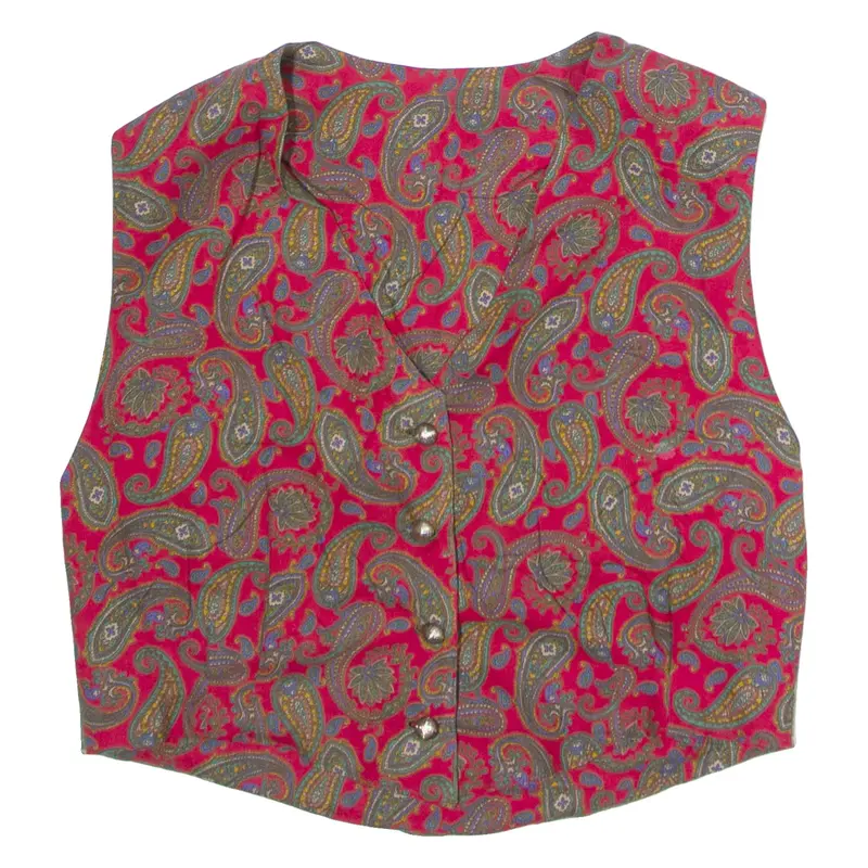 Womens Blazer Waistcoat Red Paisley S