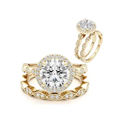 14K Gold 2 to 5.5 CT.T.W. Round Cut Moissanite Anniversary Engagement Band