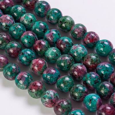 Synthetic Ruby in Zoisite Beads Strands