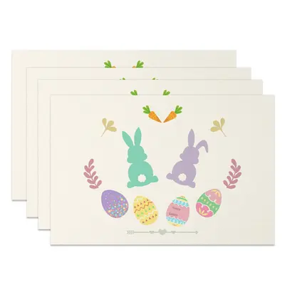 Aperturee Colorful Bunny Eggs Happy Easter Set Of 4 Placemats, 14x12 Inch, 15.8 USD, NYJY00408-S, placemats