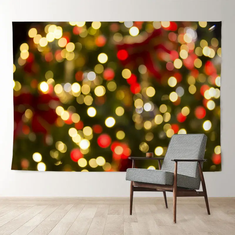 Aperturee Gold Red Light Bokeh Spot Green Christmas Backdrop