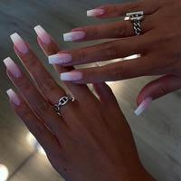 Glossy Gradient Fake Nails With Jelly Glue & Rubbing Strip, 24pcs Removable Nail Art Kit, Artificial Full Covers For Women &...