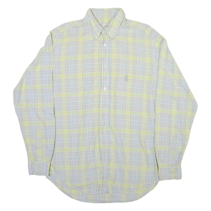CALVIN KLEIN JEANS Mens Shirt Grey Check Long Sleeve M
