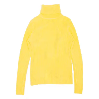 Jumper Yellow Tight Knit High Neck Womens XS