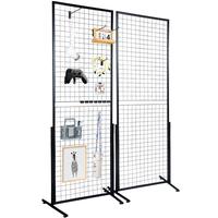 VEVOR 2' x 5.6' Grid Wall Panels Tower, 2 Packs Wire Gridwall Display Racks with T-Base Floorstanding, Double Side Gridwall P...