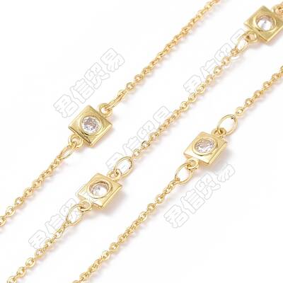 Clear Cubic Zirconia Square Link Chains