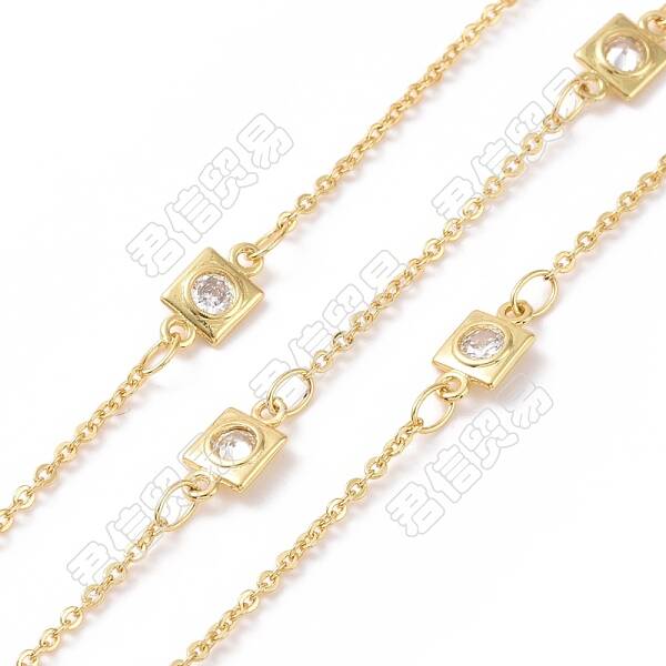 Clear Cubic Zirconia Square Link Chains