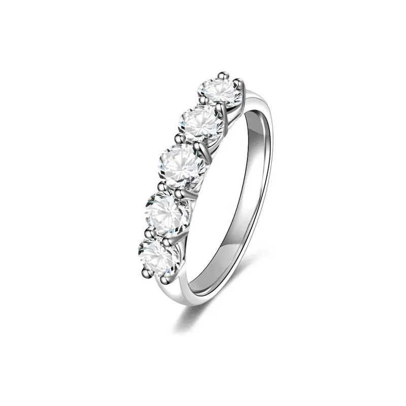 10K White Gold Round Moissanite Wedding Ring