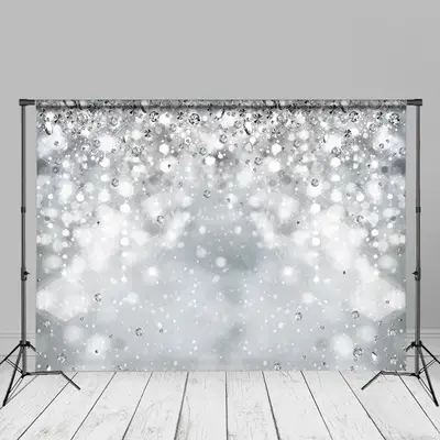 Silver Diamond Sparkling Bokeh Backdrop For Winter - Aperturee