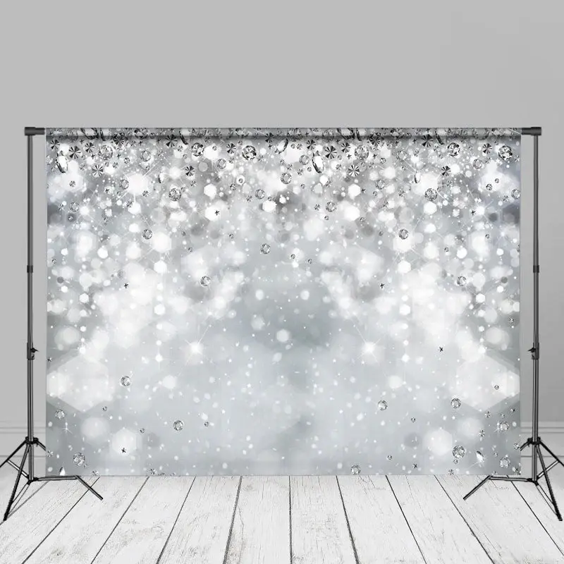 Silver Diamond Sparkling Bokeh Backdrop For Winter - Aperturee
