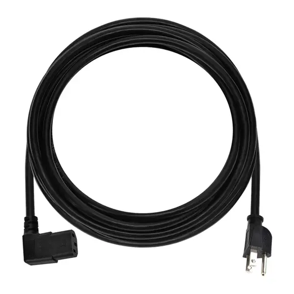 7686 Monoprice Right Angle Power Cord NEMA 5-15P to Right Angle IEC 60320 C13 14AWG 15A/1875W SJT 125V Black 15ft