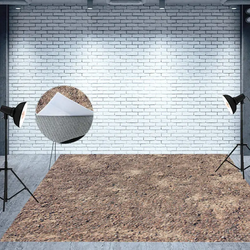 Brown Soil Sand Gravel Pattern Fabric Floor Backdrop - Aperturee