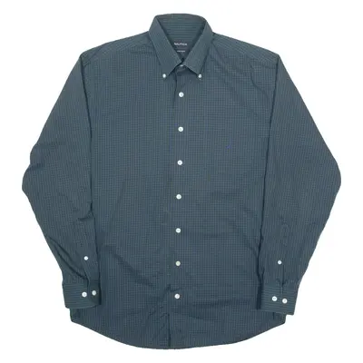 NAUTICA Mens Shirt Green Gingham Long Sleeve M