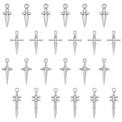 24Pcs 4 Styles 304 Stainless Steel Pendants