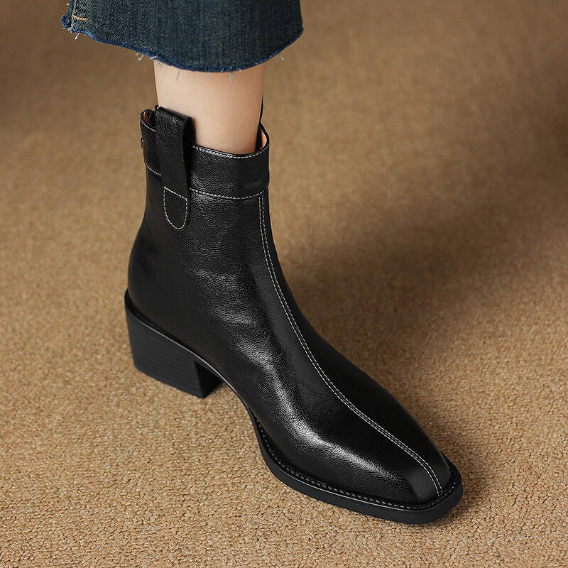 CHIKO Agnethe Round Toe Block Heels Ankle Boots