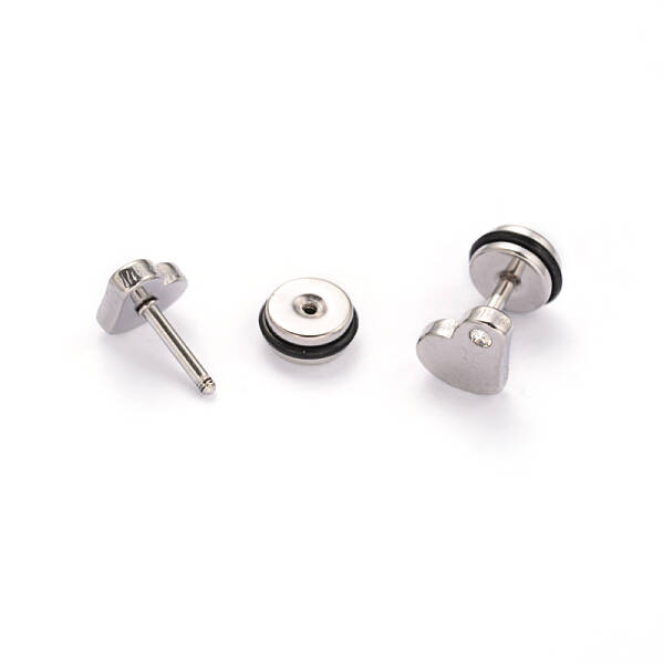 304 Stainless Steel Heart Earlobe Plugs
