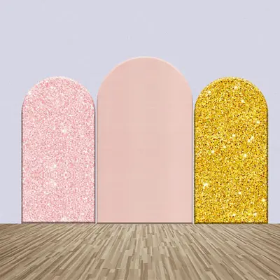 Light Pink Golden Glitter Party Arch Backdrop Kit - Aperturee