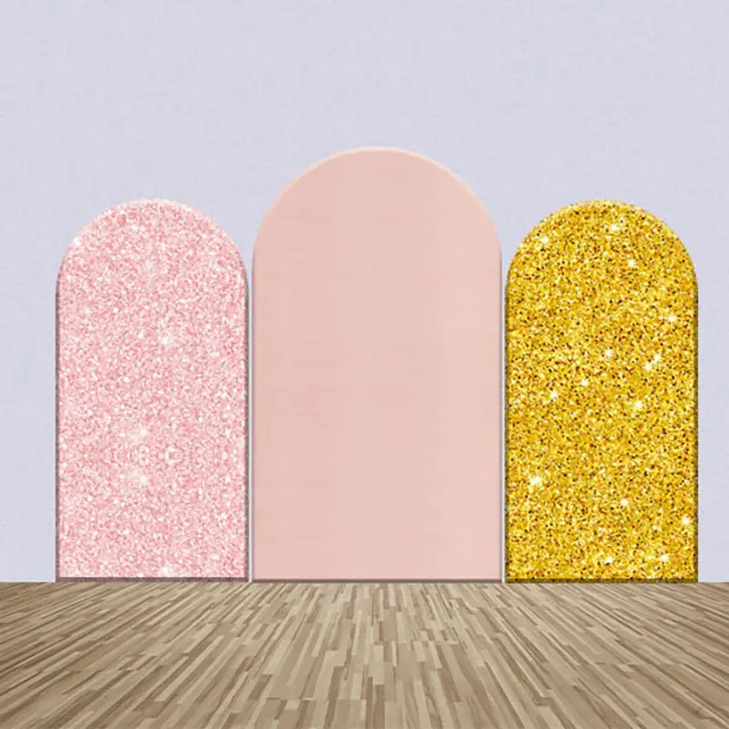 Light Pink Golden Glitter Party Arch Backdrop Kit - Aperturee