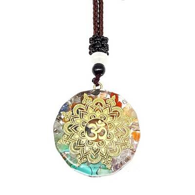 Resin & Natural & Synthetic Mixed Gemstone Pendant Necklaces