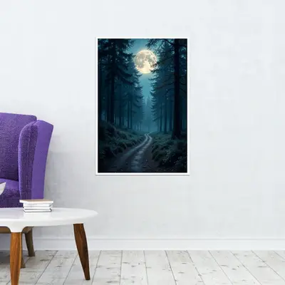 Mystical Moonlight Over Woodland