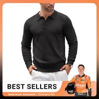COOFANDY Soft Menswear Knit Polo Shirts Casual Long Sleeve Classic Polo Shirts Button Down Golf Shirts Top Birthday Stretch S...