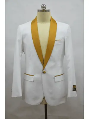 Men's Blazer White ~ Gold Tuxedo Dinner Jacket And Blazer Two Toned