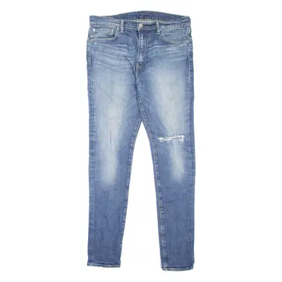 LEVI'S 510 Jeans Distressed Mens Blue Slim Skinny Stone Wash W33 L32