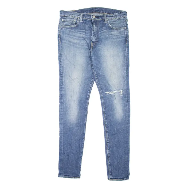 LEVI'S 510 Jeans Distressed Mens Blue Slim Skinny Stone Wash W33 L32