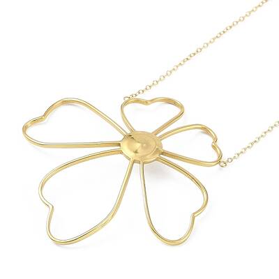 Ion Plating(IP) 304 Stainless Steel Cable Chain Flower Pendant Necklaces for Women