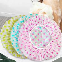 Bathroom Waterproof Shower Cap, 3pcs Lightweight Pastel Polka Dot Pattern Hair Cover, Home Essentials, Multicolor Portable Ba...