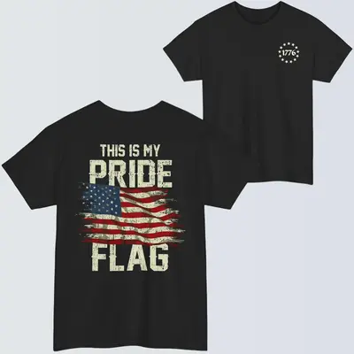 American Pride Flag T-Shirt, Bold 'This is My Pride Flag' Design! True Patriot, Military Supporters, Gift for Veterans, Proud...