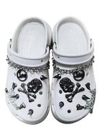 Punk Rivet Charms for Clogs, 1 Package Shoes Decorations with Metal Spikes Chains and Skull Set, Fashionable Shoes Accessorie...