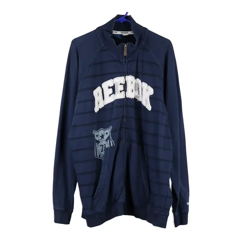 Reebok Spellout Zip Up - 2XL Blue Cotton