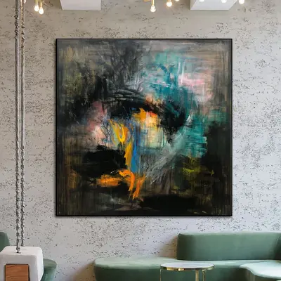 Large Original Abstract Dark Painting On Canvas Modern Acrylic Fine Art Oil Painting Unique Handmade Artwork | DANCING LIGHTS