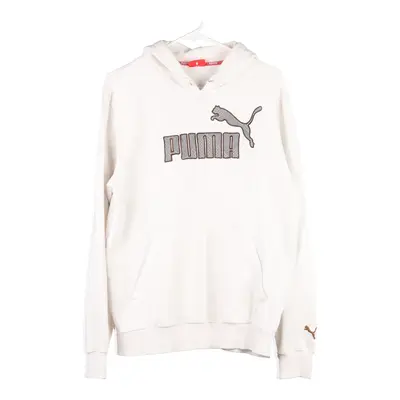Puma Spellout Hoodie - Medium White Cotton
