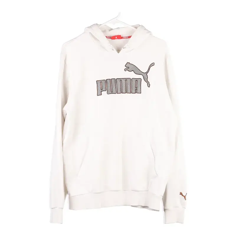 Puma Spellout Hoodie - Medium White Cotton