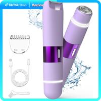 Bazivve Bikini Trimmer for Women, ElectricShaver and Razor Rechargeable 2-in-1 Body andFacial Epilator, Dual Heads for Painle...