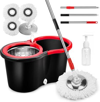 Viral Multicolor 360 Spin Mop Bucket Set with 3 Microfiber Cleaning Mop Refills, Stainless Steel Adjustable Extended Han