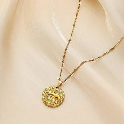 Constellation Coin Stainless Steel Pendant Necklace for Women