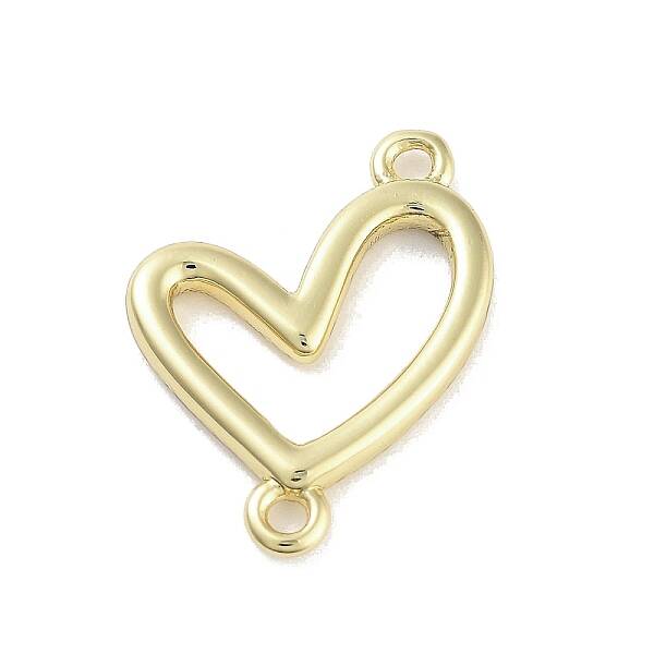 Rack Plating Brass Love Heart Connector Charms