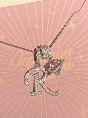 26 Letter Heart Cross Pendant Necklace, Elegant Sweet Rhinestone Decor Necklace for Women & Girls, Perfect Gift for Mom or Gi...